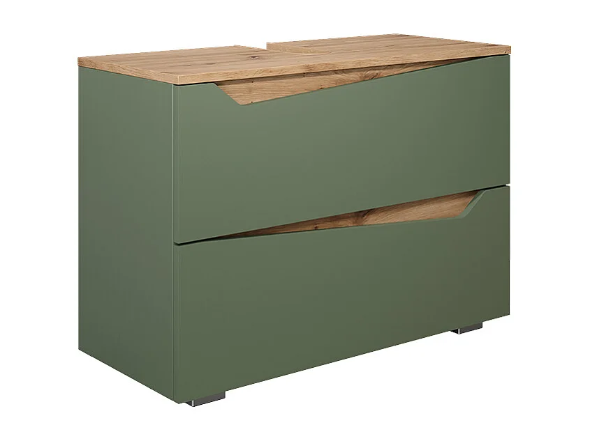 Meuble sous vasque simple vert/artisan 80x35x57.5 marelle