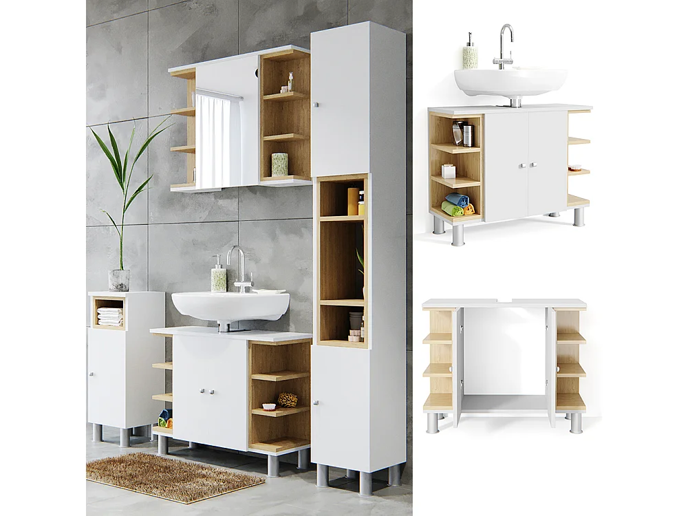 Meuble sous vasque simple blanc 79.6x32x64 aquis