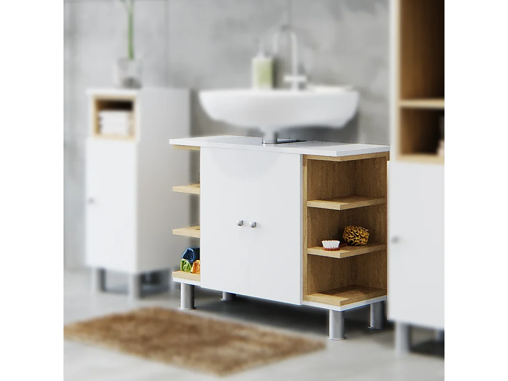 Meuble sous vasque simple blanc 79.6x32x64 aquis