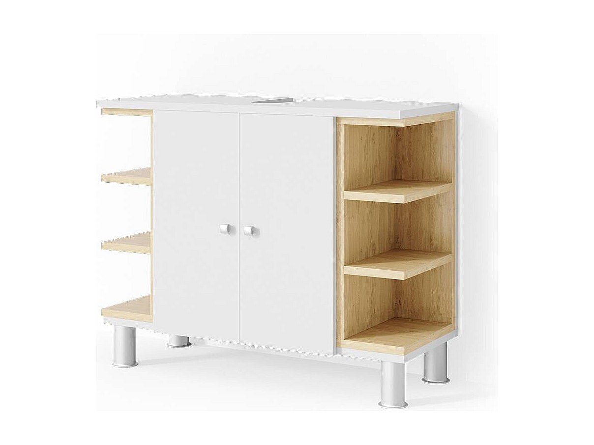 Mobile sottolavabo per bagno bianco 79.6x32x64 aquis