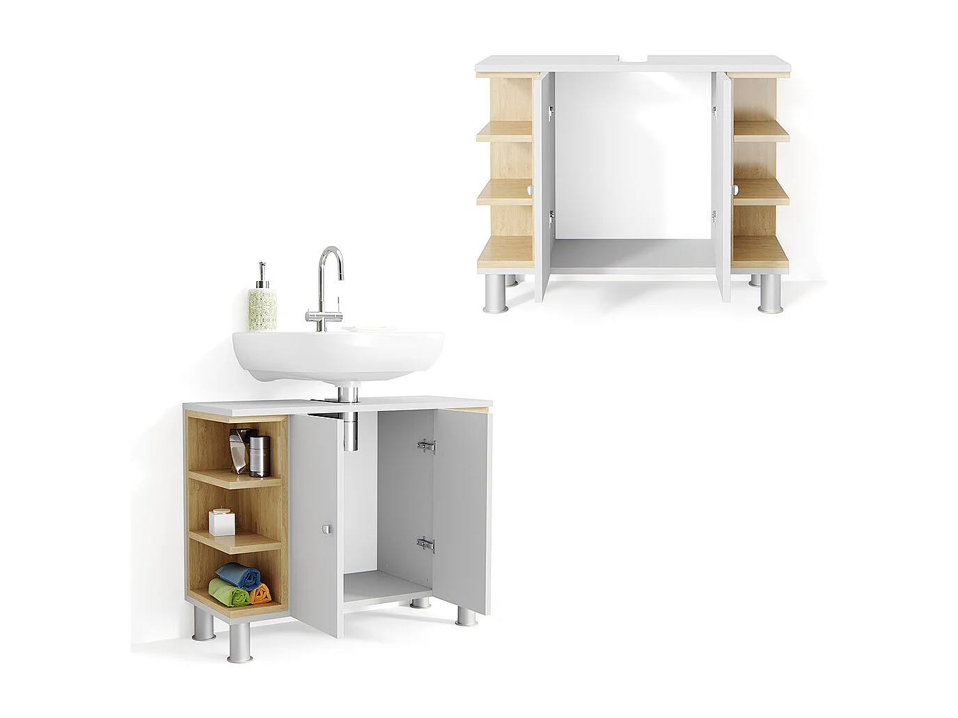 Meuble sous vasque simple blanc 79.6x32x64 aquis