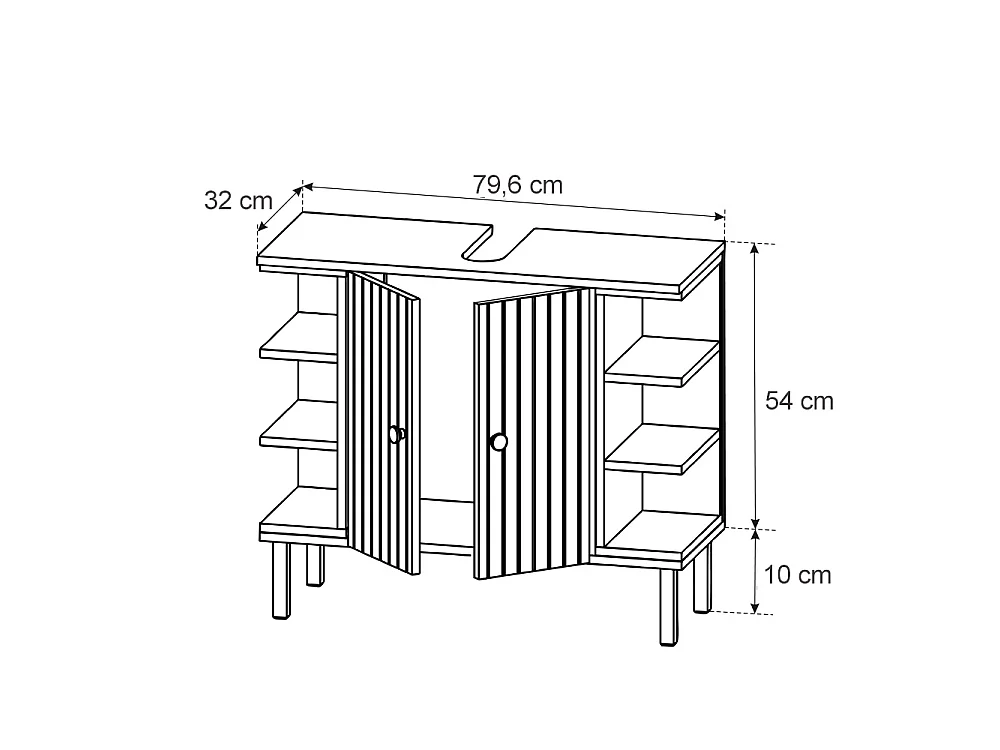 Szafka pod umywalkę biały 79.6x32x64 aquis