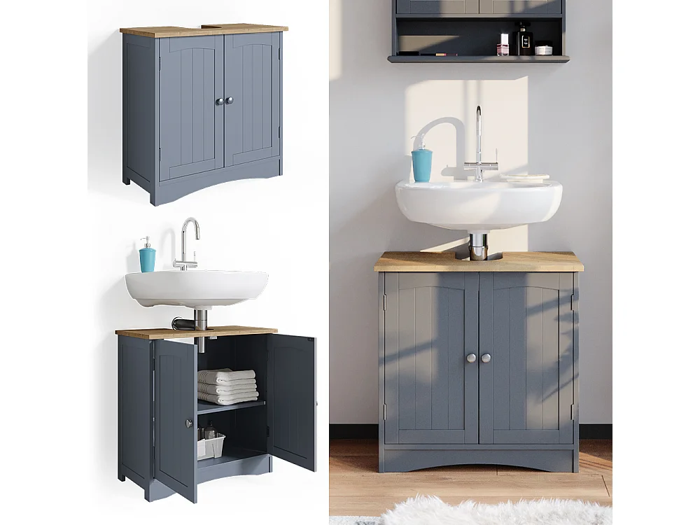 Meuble sous vasque simple gris 60x30x60 bianco