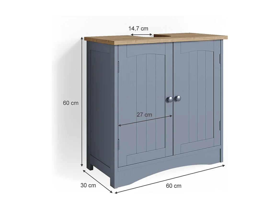 Meuble sous vasque simple gris 60x30x60 bianco