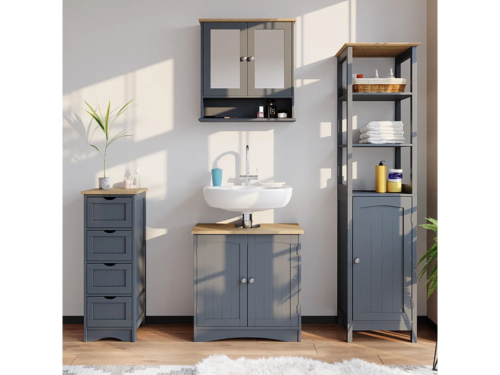 Meuble sous vasque simple gris 60x30x60 bianco