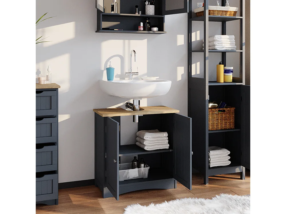 Meuble sous vasque simple gris 60x30x60 bianco