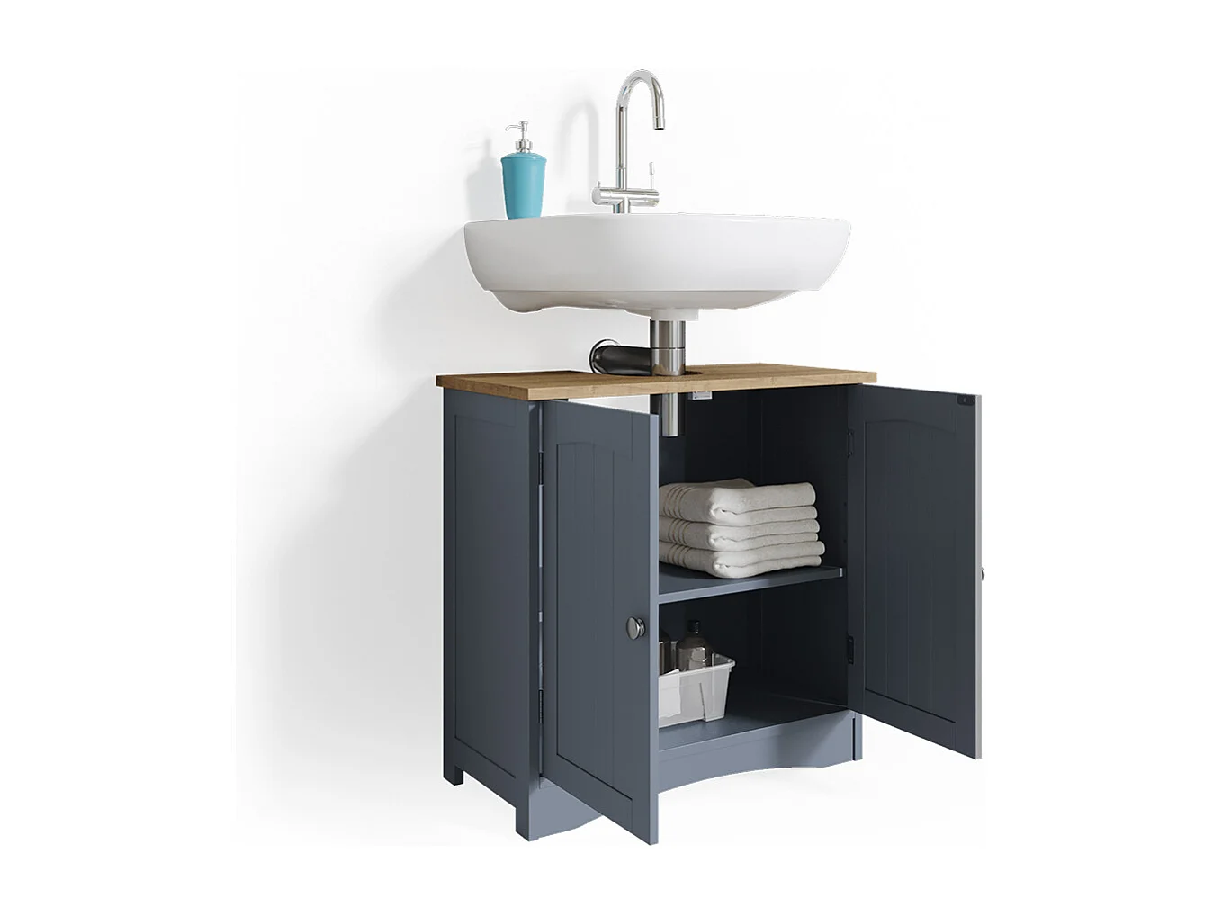 Meuble sous vasque simple gris 60x30x60 bianco