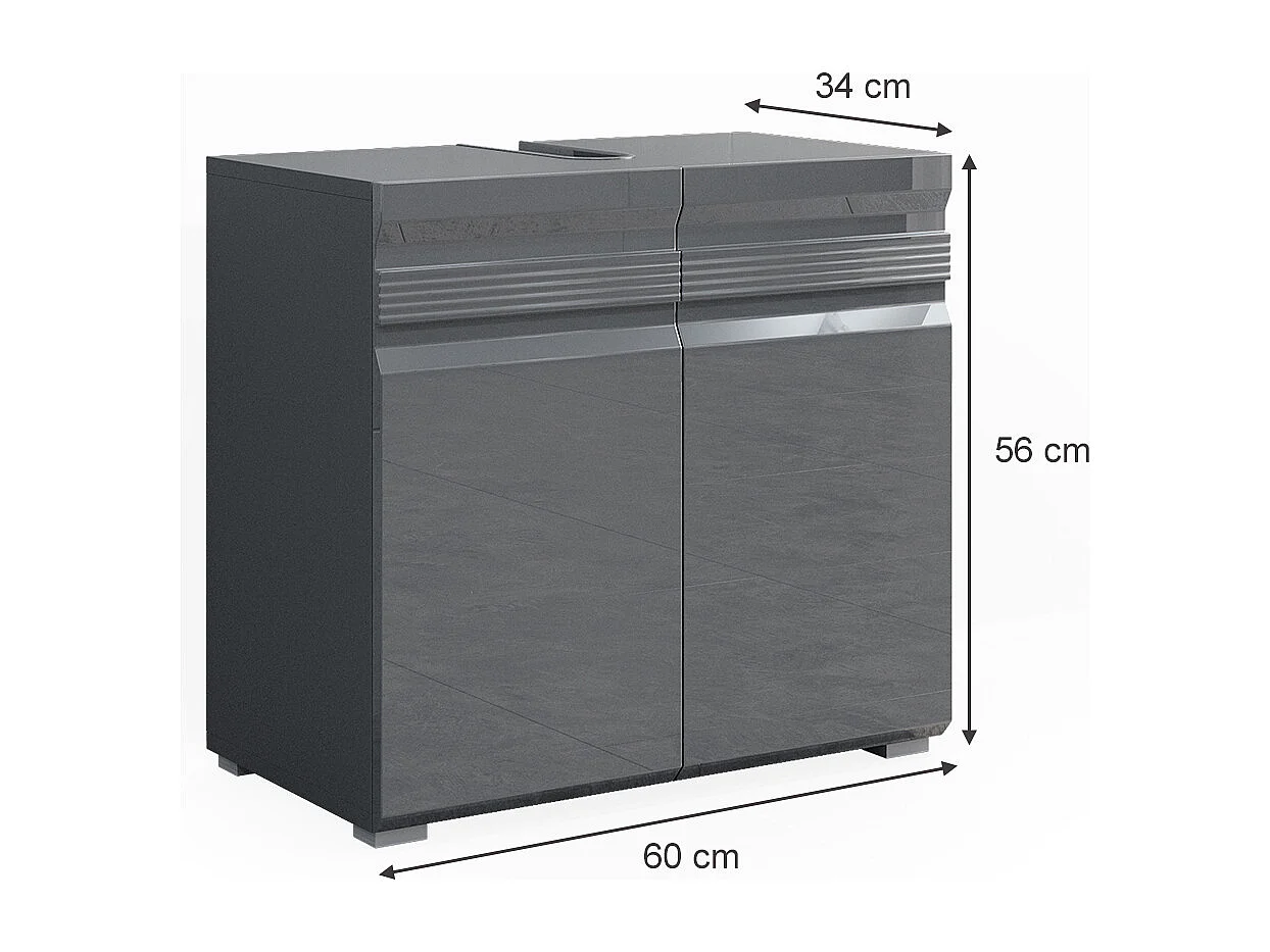 Meuble sous vasque simple anthracite haute brillance 60x34x60 fredd