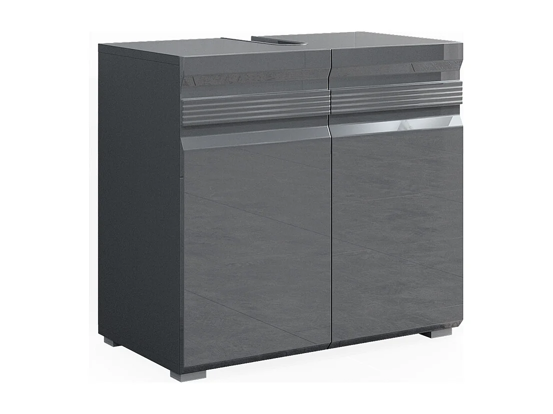 Meuble sous vasque simple anthracite haute brillance 60x34x60 fredd