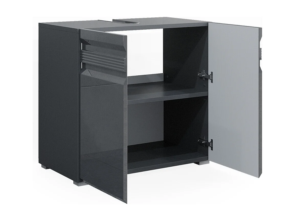Meuble sous vasque simple anthracite haute brillance 60x34x60 fredd