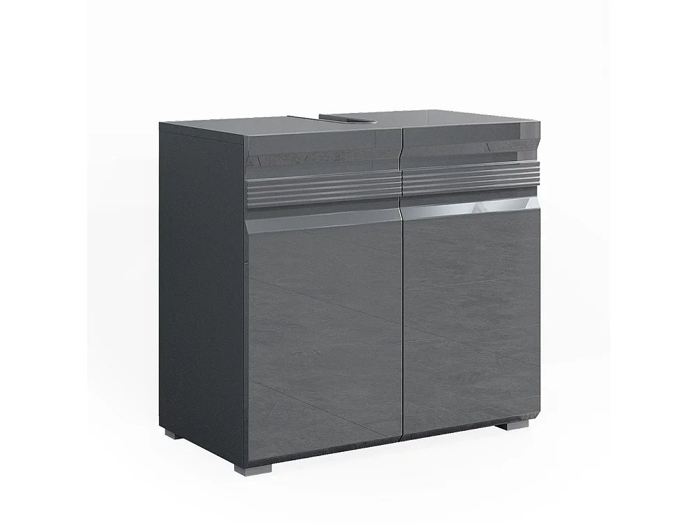 Meuble sous vasque simple anthracite haute brillance 60x34x60 fredd