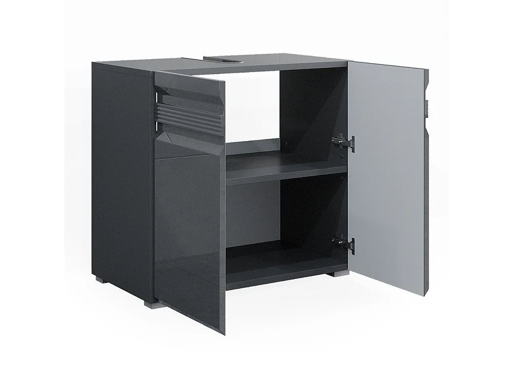 Meuble sous vasque simple anthracite haute brillance 60x34x60 fredd
