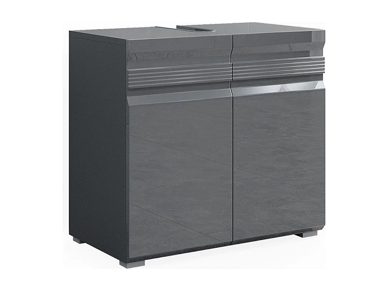 Meuble sous vasque simple anthracite haute brillance 60x34x60 fredd
