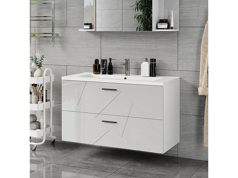 Mobiletto per lavabo bianco/bianco lucido 100x44.6x57 irma