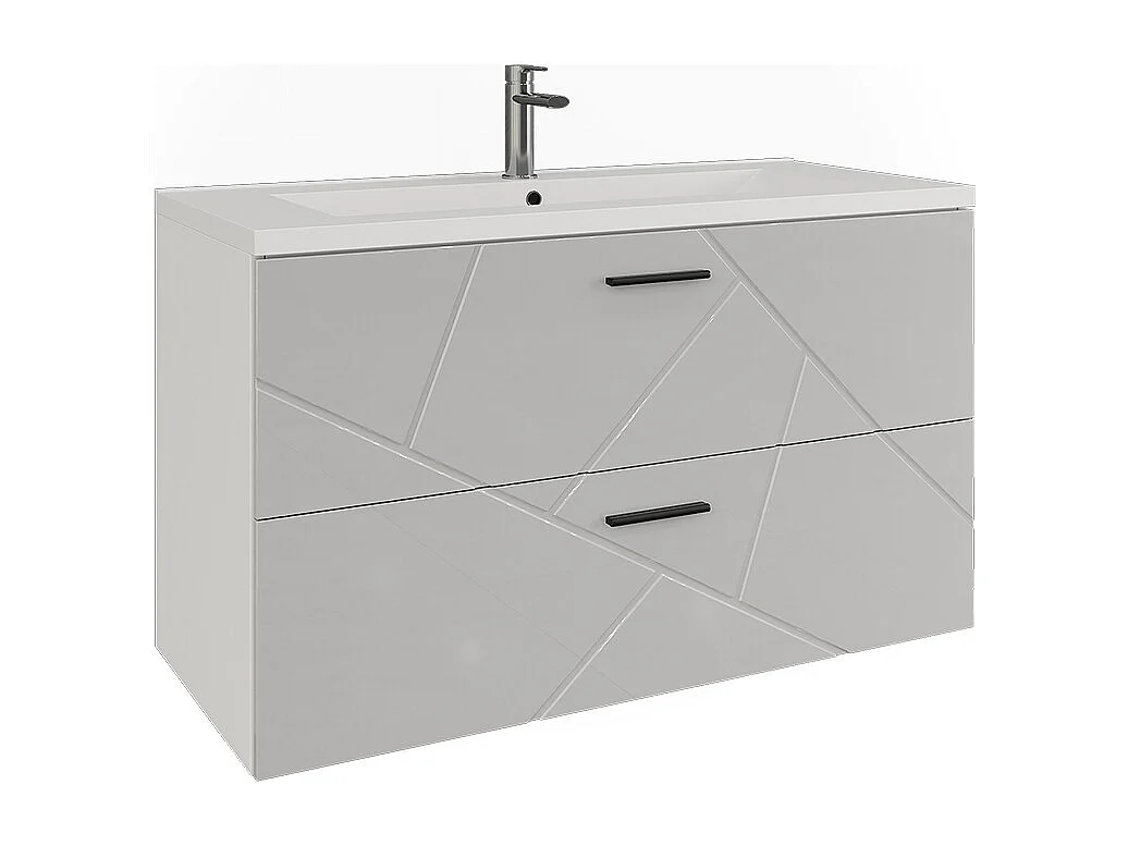 Meuble sous vasque blanc/blanc brillant 100x44.6x57 irma