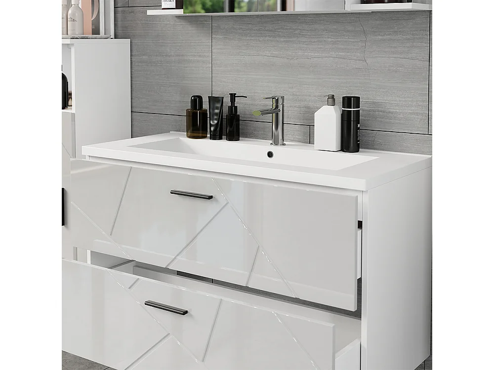 Meuble sous vasque blanc/blanc brillant 100x44.6x57 irma