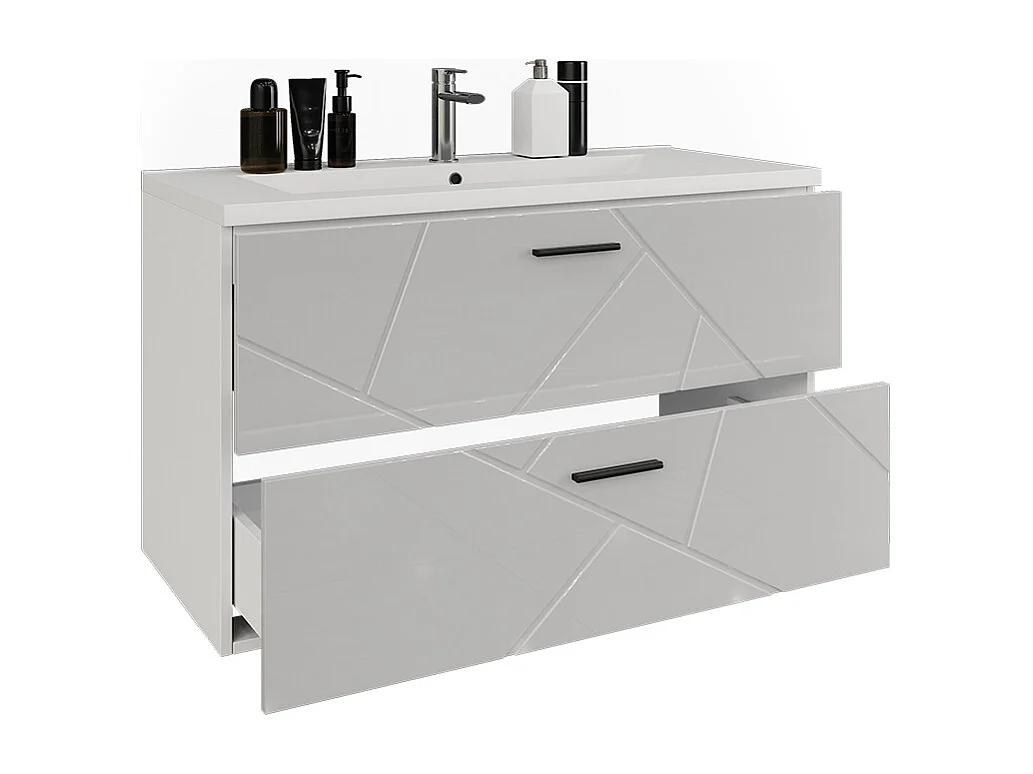 Meuble sous vasque blanc/blanc brillant 100x44.6x57 irma