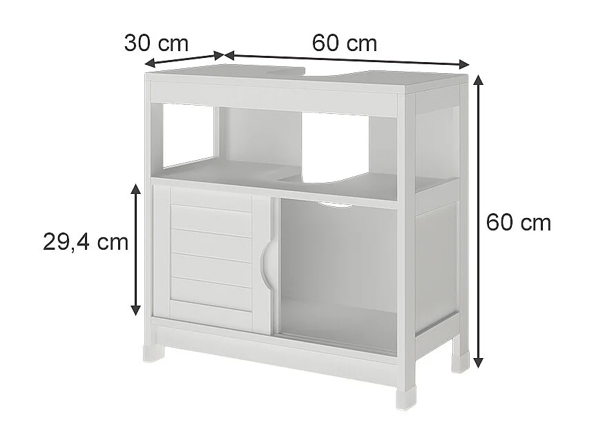 Meuble vasque simple blanc 60x30x60 vilda