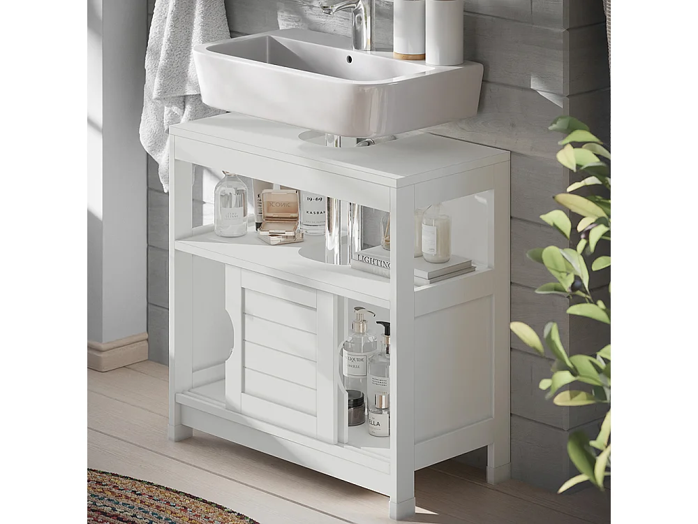 Meuble vasque simple blanc 60x30x60 vilda