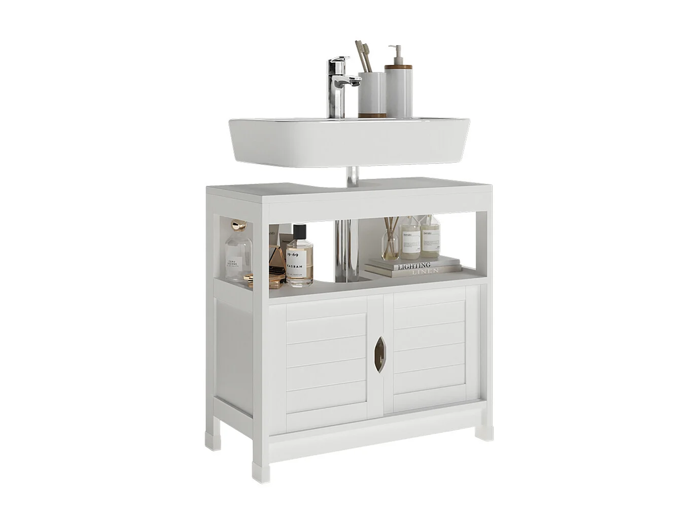 Meuble vasque simple blanc 60x30x60 vilda
