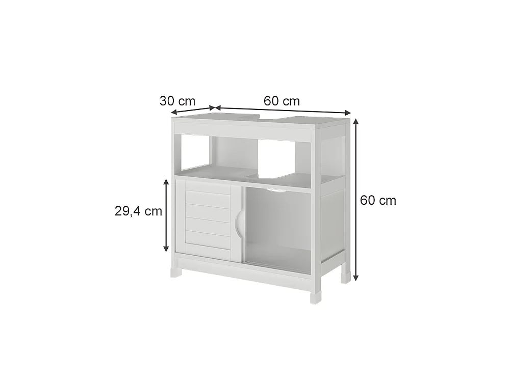 Meuble vasque simple blanc 60x30x60 vilda