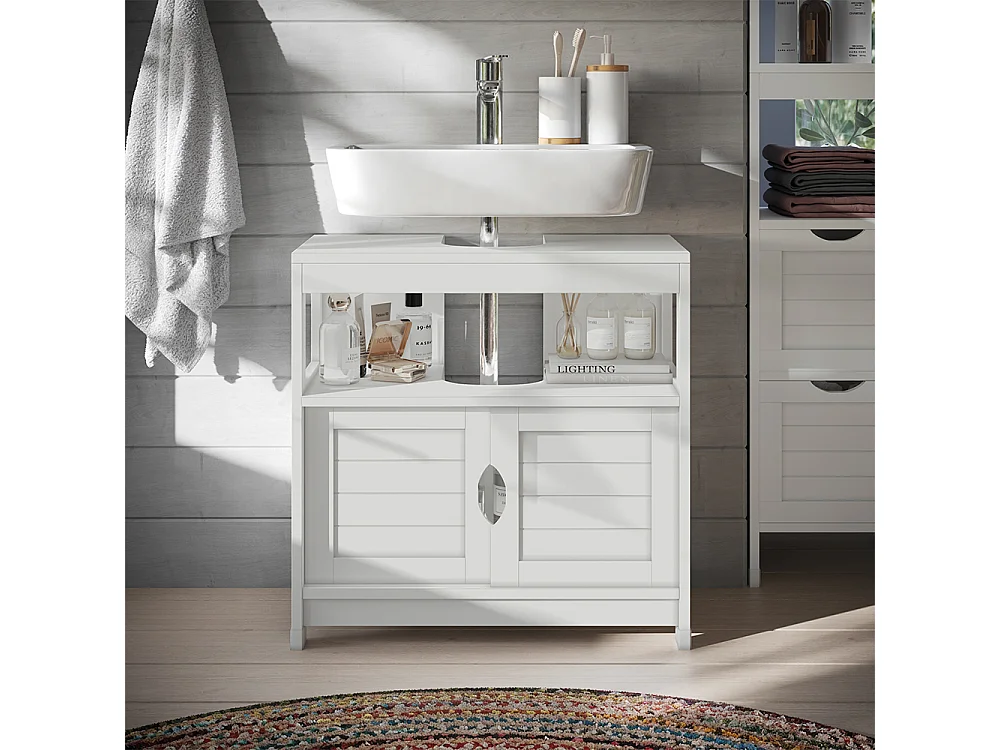 Meuble vasque simple blanc 60x30x60 vilda