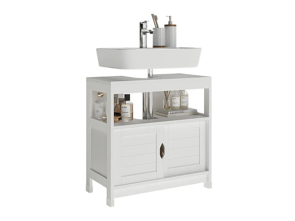 Meuble vasque simple blanc 60x30x60 vilda