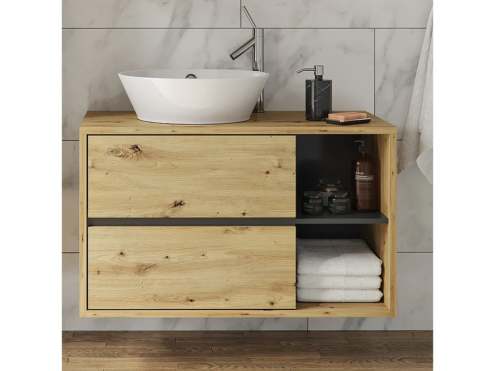 Mobiletto per lavabo rovere artigianale 100x45.5x60 viola