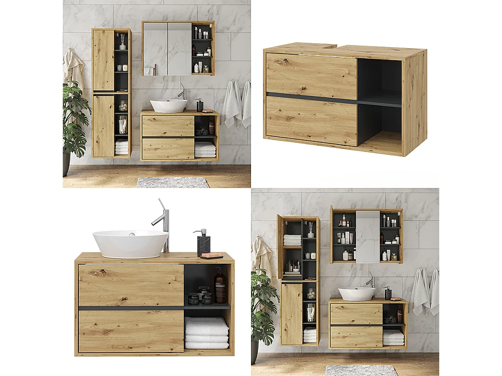 Mobiletto per lavabo rovere artigianale 100x45.5x60 viola