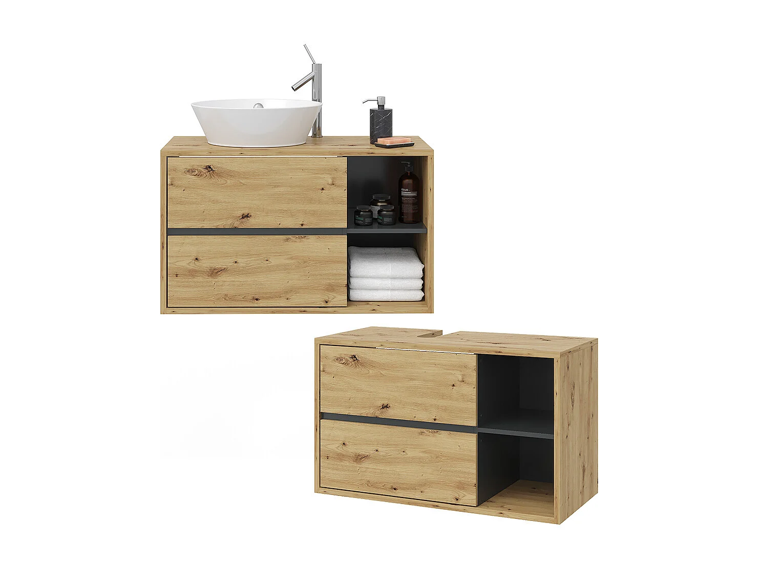 Meuble sous vasque chêne artisan 100x45.5x60 viola