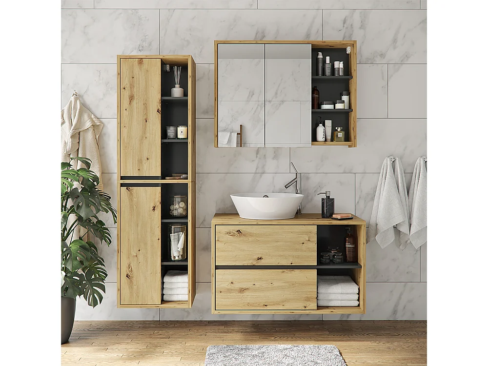 Meuble sous vasque chêne artisan 100x45.5x60 viola