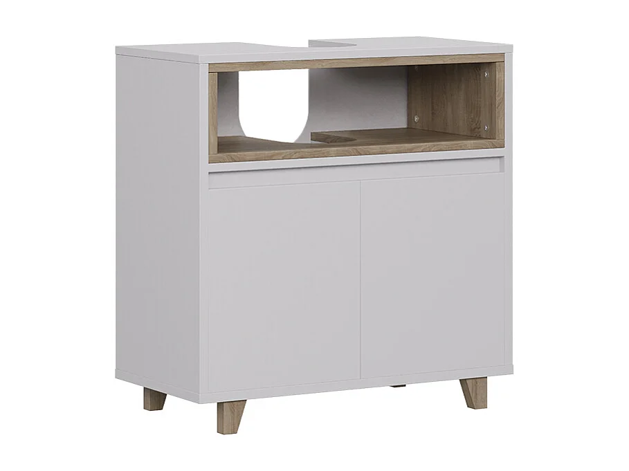Meuble vasque simple blanc/chêne 60x30x61 elnor