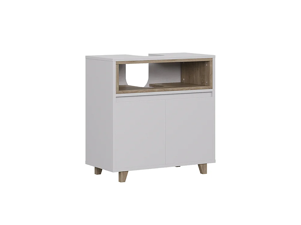 Meuble vasque simple blanc/chêne 60x30x61 elnor