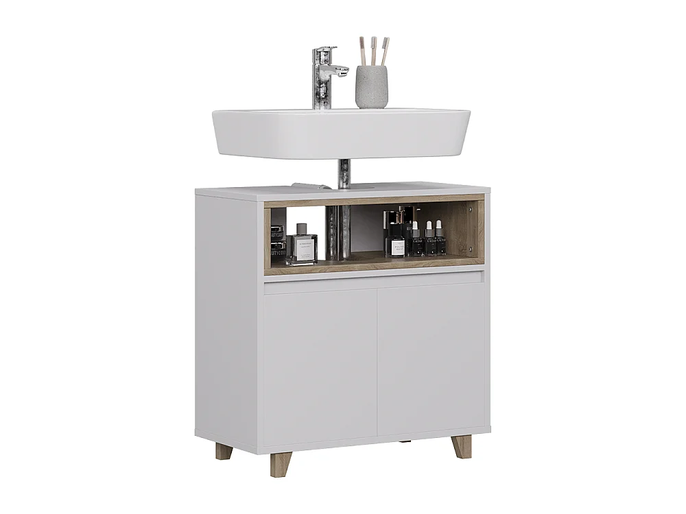 Meuble vasque simple blanc/chêne 60x30x61 elnor