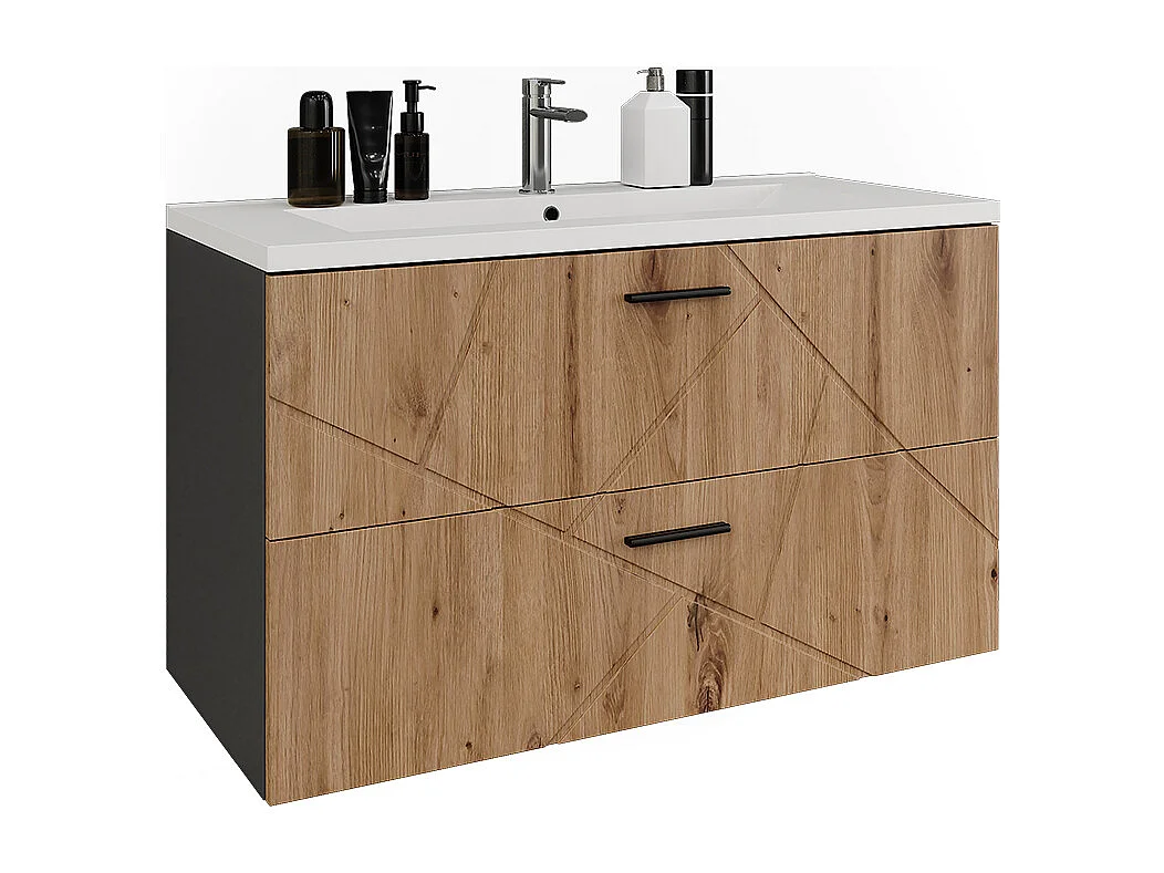 Meuble sous vasque anthracite/artisan 100x44.6x57 irma