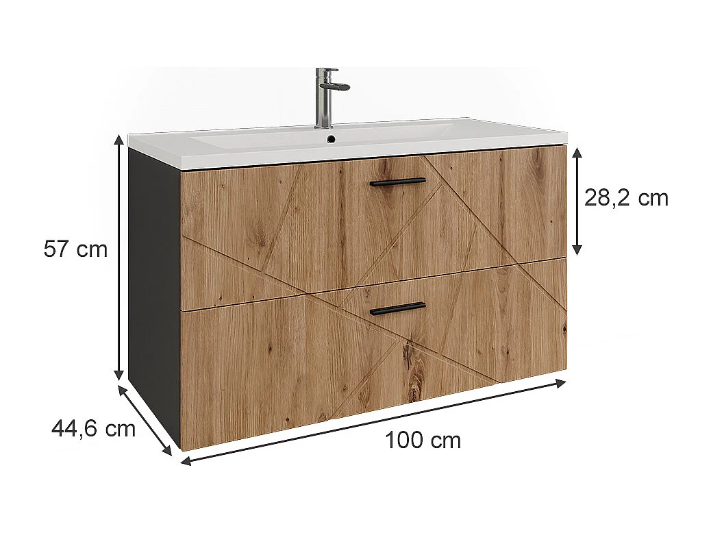 Waschbeckenunterschrank antracite/artesanal 100x44.6x57 irma
