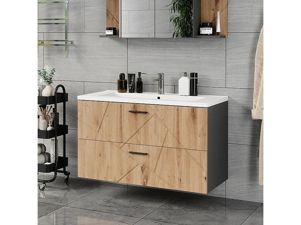 Meuble sous vasque anthracite/artisan 100x44.6x57 irma