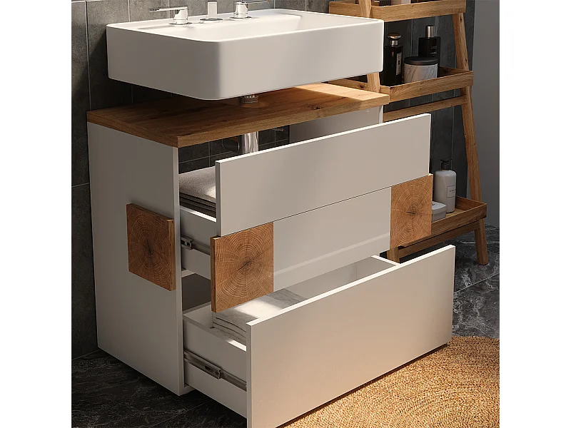 Mobile sottolavabo per bagno bianco 70x37x64.5 eden