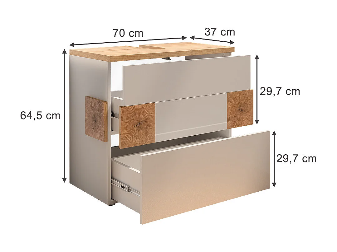 Mobile sottolavabo per bagno bianco 70x37x64.5 eden