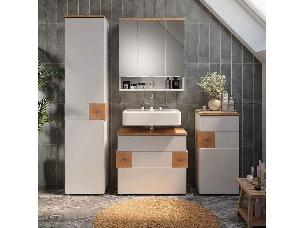 Mobile sottolavabo per bagno bianco 70x37x64.5 eden
