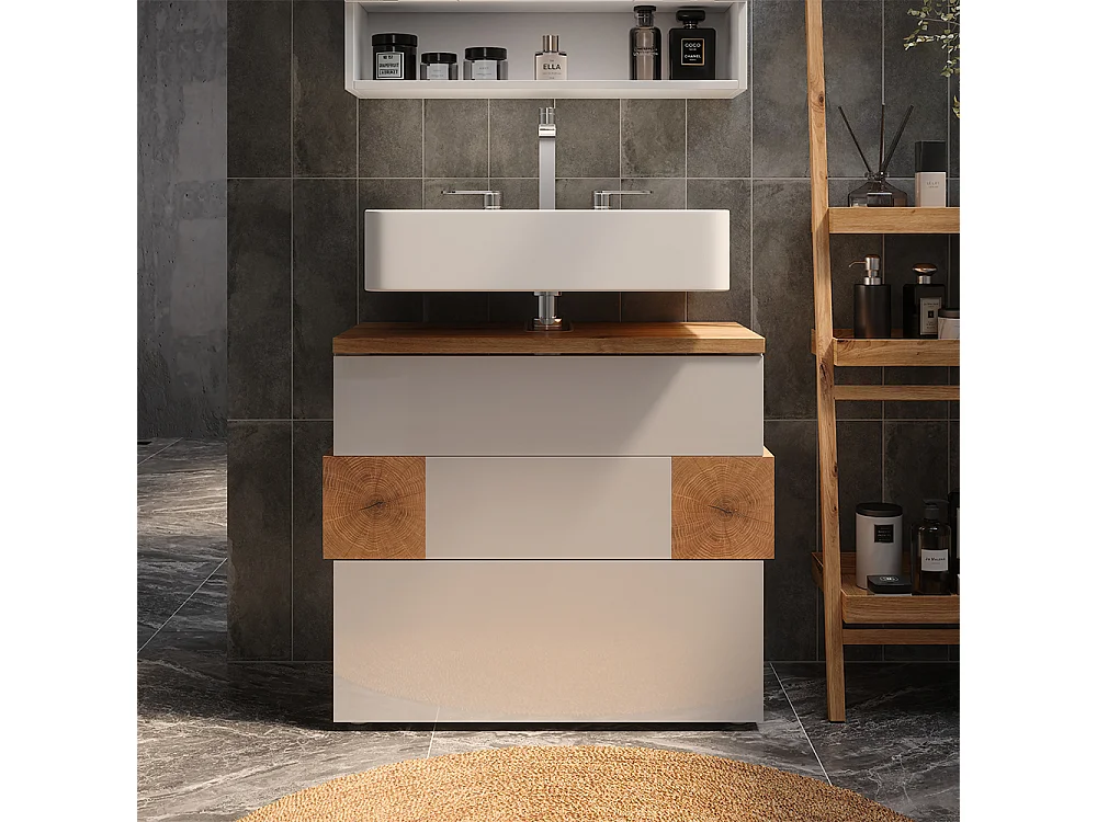 Meuble sous vasque simple blanc 70x37x64.5 eden