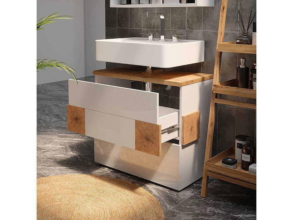 Mobile sottolavabo per bagno bianco 70x37x64.5 eden