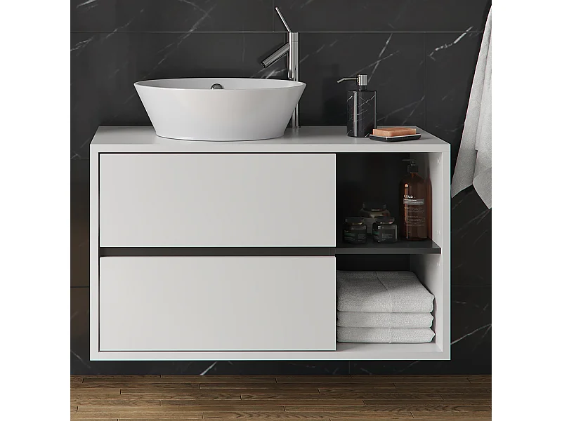 Mobile sottolavabo per bagno bianco 100x45.5x60 viola