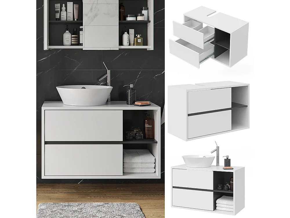 Mobile sottolavabo per bagno bianco 100x45.5x60 viola