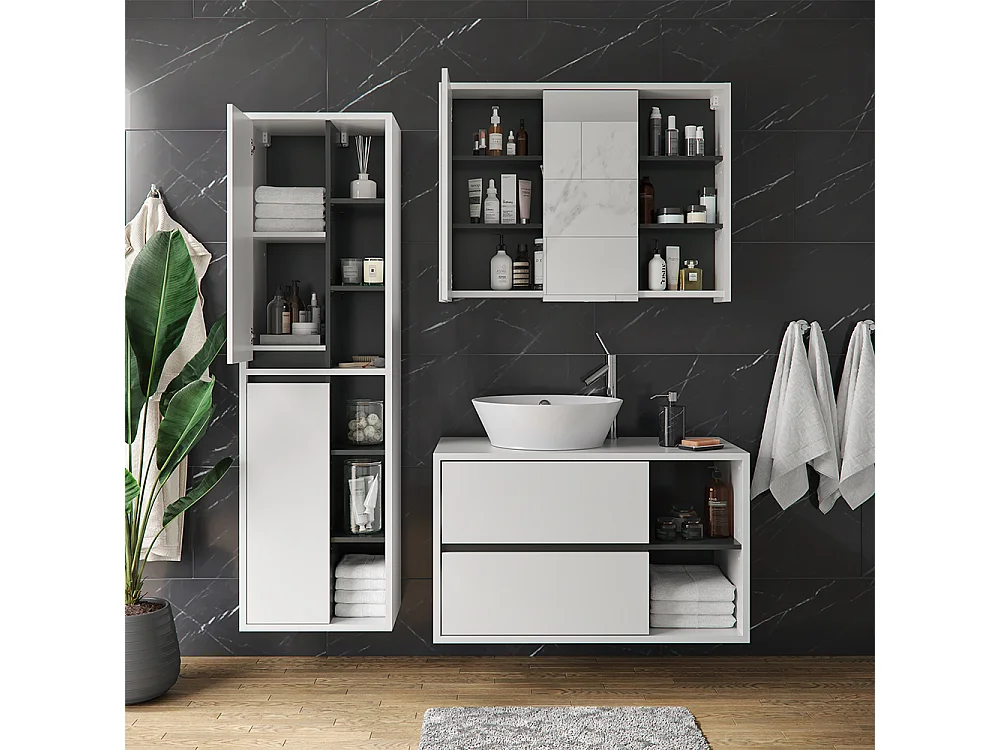 Mobile sottolavabo per bagno bianco 100x45.5x60 viola