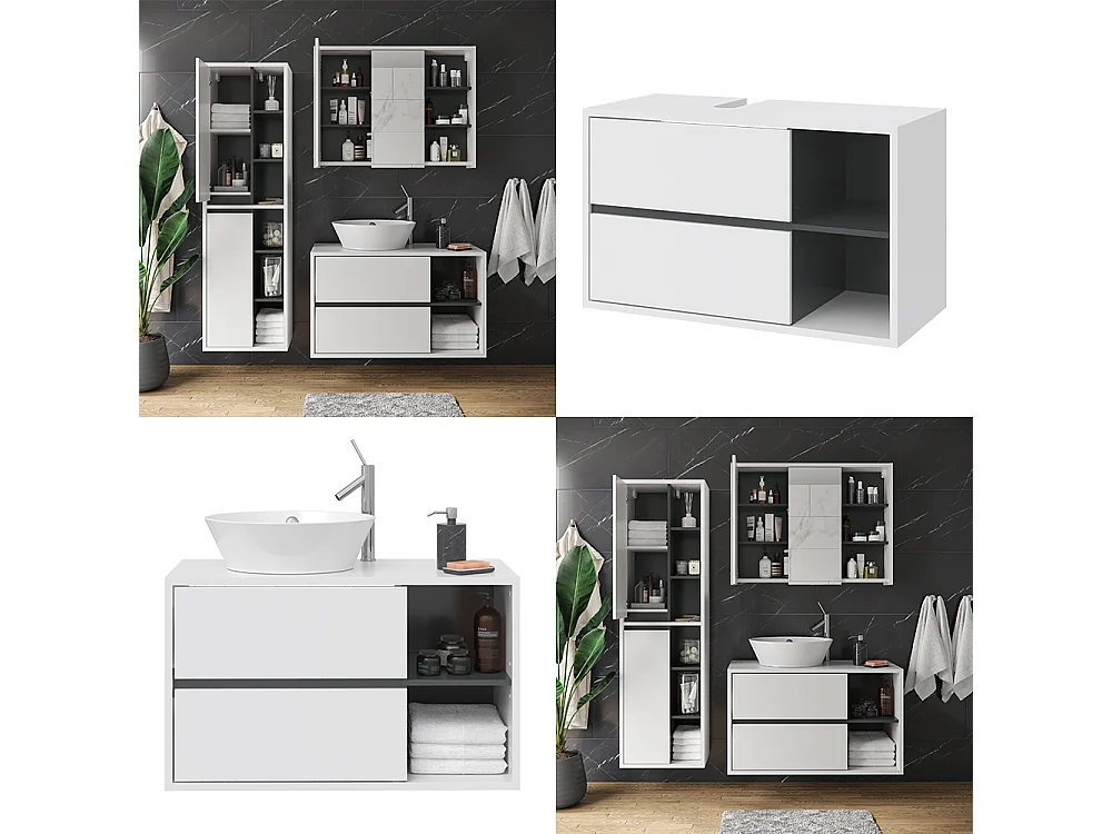 Mobile sottolavabo per bagno bianco 100x45.5x60 viola