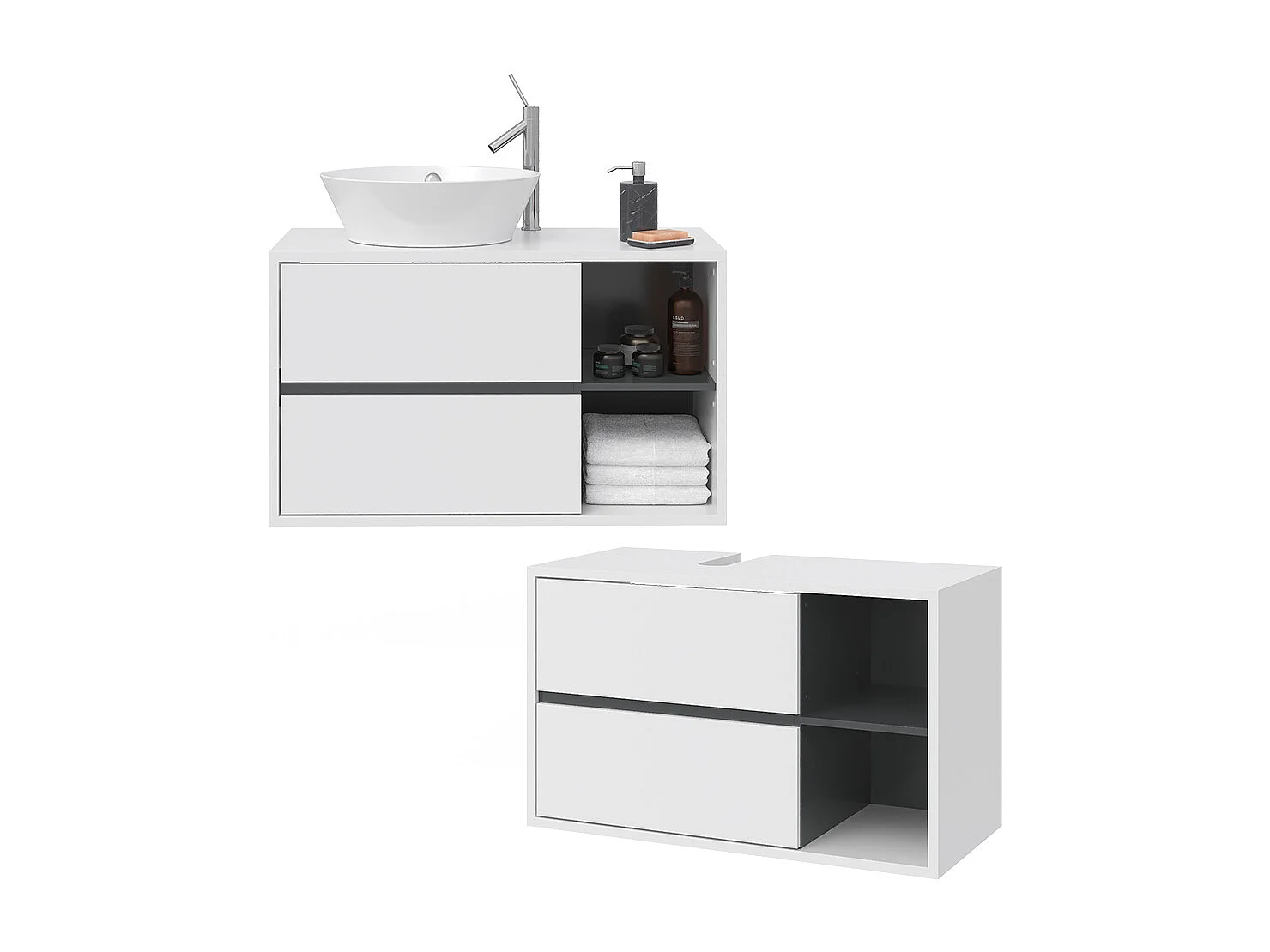 Meuble sous vasque simple blanc 100x45.5x60 viola