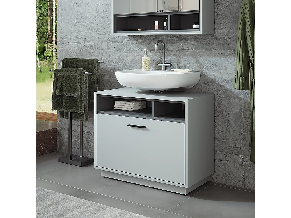 Meuble sous vasque gris/anthracite 80x35x64 beatrice