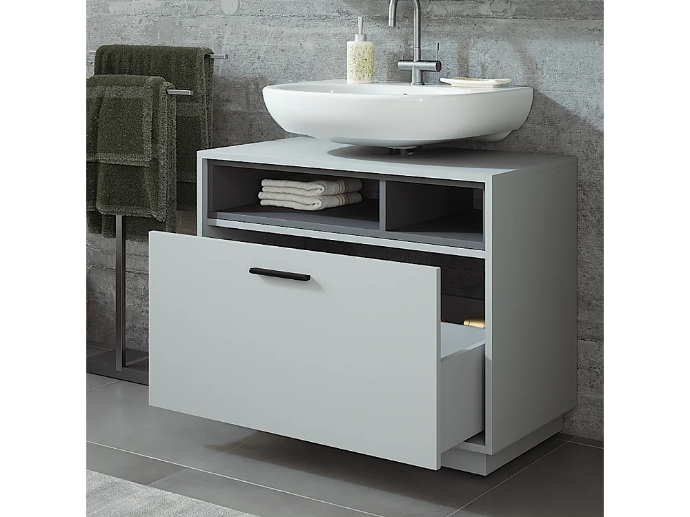 Meuble sous vasque gris/anthracite 80x35x64 beatrice