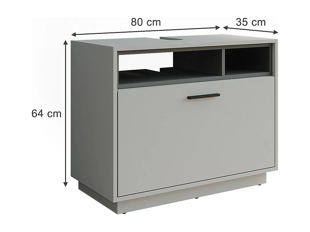 Meuble sous vasque gris/anthracite 80x35x64 beatrice